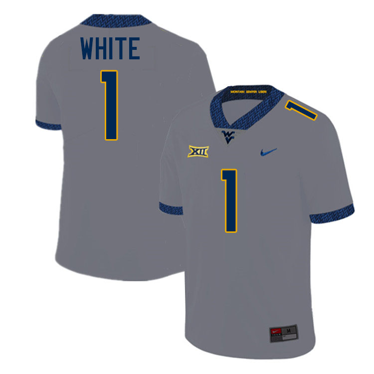 Jahiem White WVU Jersey,West Virginia Mountaineers #1 Jahiem White Jersey Youth College-Grey